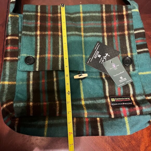Patrick King Woolen Messenger Bag  Tartan green Plaid Adjustable Strap‎ Scottish - Picture 5 of 8